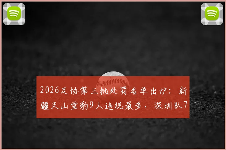 2026足协第三批处罚名单出炉:新疆天山雪豹9人违规最多,深圳队7人,涉及俱乐部应对策略分析